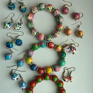 LOT of Angela Moore Newport R.I. Beaded Earrings (9) and Bracelets (3)